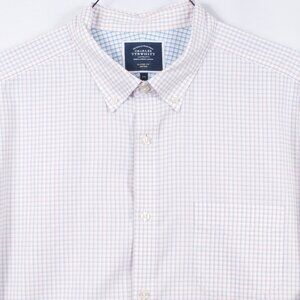 Charles Tyrwhitt Men's Dress Shirt XXL Pink Gray Graph Check Cotton